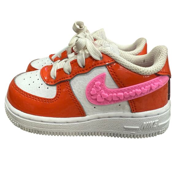 Nike Air Force 1 Valentine’s Day 2022 Toddler 6C White Pink Red Hearts - Picture 5 of 10